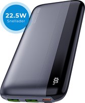 Voomy Powerbank 10.000 mAh - 22.5W Snellader - PD+QC USB C & USB A - Batterij Display - Geschikt voor iPhone 10, 11, 12, 13, 14, 15 & Samsung S20, S21, S22, S23, S24 - Zwart