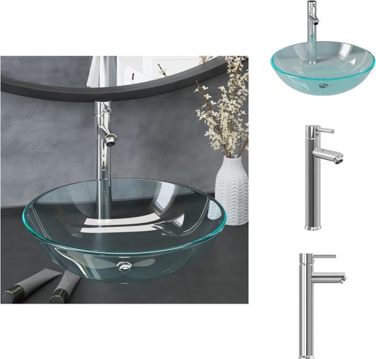vidaXL Lavabo de salle de bain transparent rond - 42x14 cm - Verre trempé -  Pop et