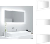vidaXL Wandspiegel met RGB-licht - 90 x 8.5 x 37 cm - Hoogglans wit - Badkamerkast