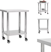 vidaXL Werktafel Gastronomisch RVS - 80x45x85 cm - Zilver - Keukenblad