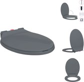 vidaXL Toiletbril - Ovaal - Grijs - 46 x 34 cm - Soft-close - Quick-release - Toiletbril