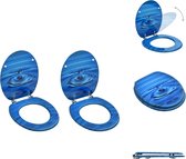 vidaXL Toiletbril - MDF - Chroom-zinklegering - 42.5 x 35.8 cm - Blauw waterdruppel-ontwerp - Toiletbril
