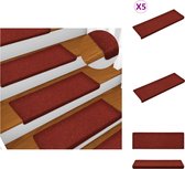 vidaXL Trapmat Bordeauxrood - 65 x 21 x 4 cm - Anti-slip - Wasbaar - Genaaldvilte stof - Trapmat