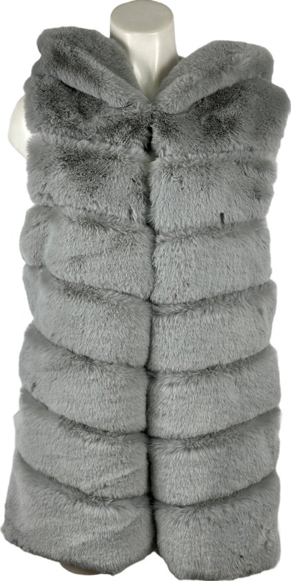 Bodywarmer élégant en fausse fourrure pour femme avec capuche – Chaud et doux – Disponible en 6 couleurs élégantes – Taille unique – Grijs