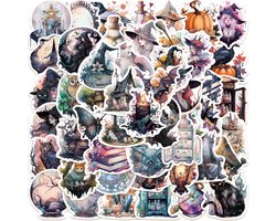 Hekserij Stickers - 50 prachtige designs met Heksen, Toverdranken, Katten etc - Mystieke Stickers voor Volwassen