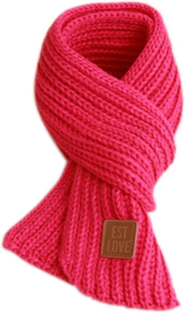 Warme Gebreide sjaal van 100% Katoen Winter/herfst Kinderen Baby / Meisjes Kleur: Donker Roze