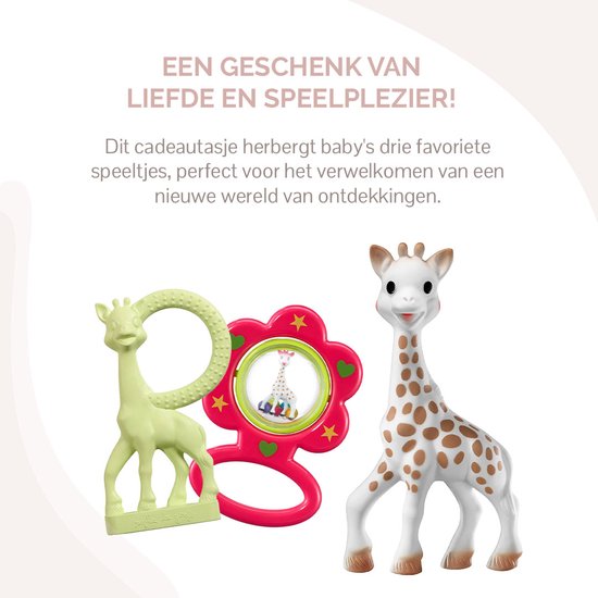 Sophie de giraf Cadeauset in Katoenen cadeautas - Sophie de giraf, Rammelaar & Bijtring - Kraamcadeau - Babyshower cadeau - 4-Delig — afbeelding 2