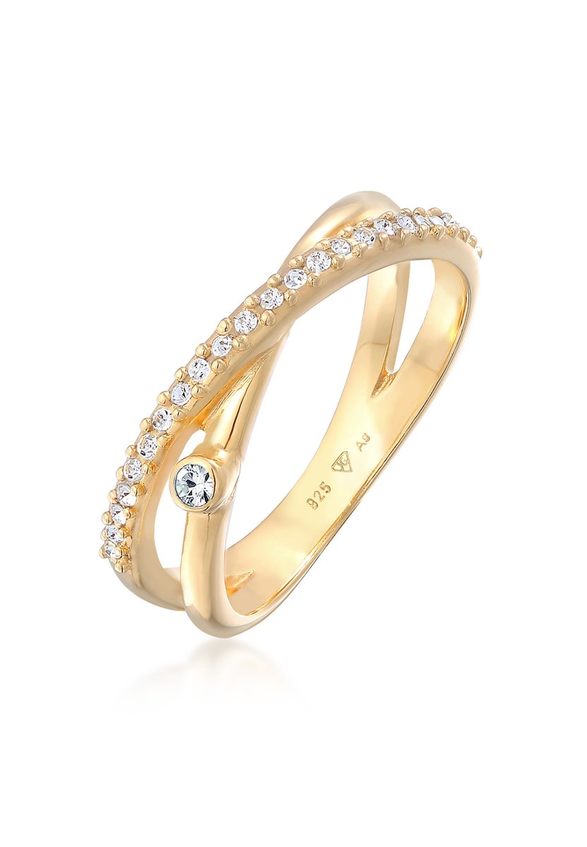 Elli - Ring - Dames wikkel X-vorm fonkelend met kristallen in 925 sterling zilver - Dames