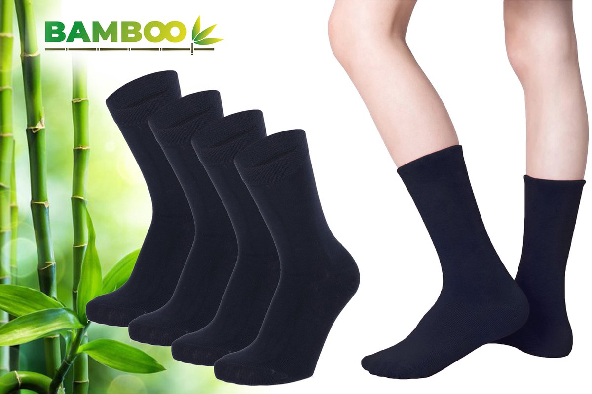 Bamboo Essentials - Bamboe Sokken Kinderen - 4 Paar - Navy - 31-34 - Lange Sokken - Kousen - Sokken Jongens - Sokken Meisjes - Anti Zweet - Duurzaam