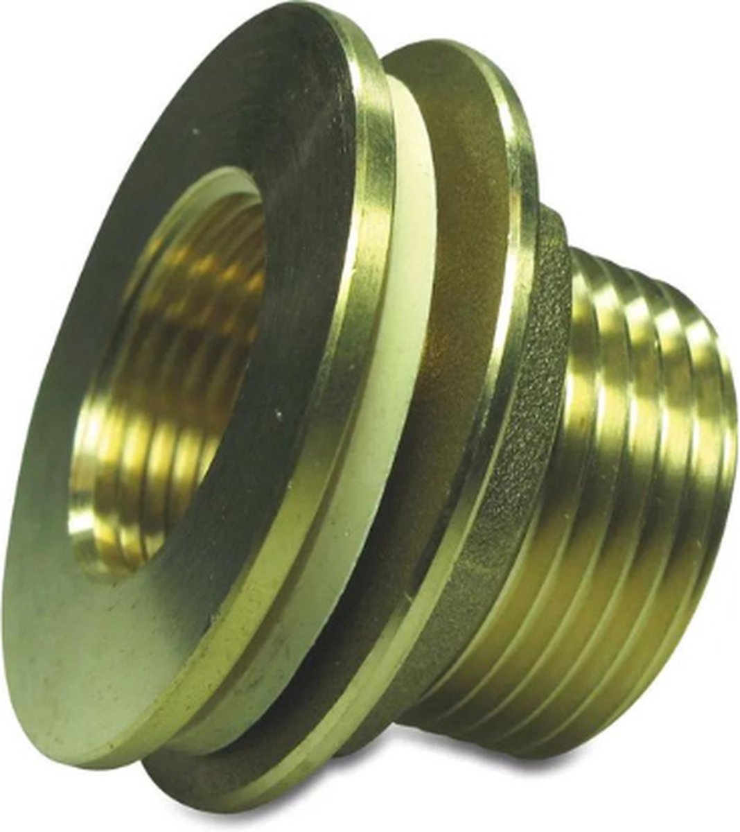 Doorvoer messing 1" x 3/4" buitendraad x binnendraad 30bar