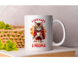Mok I Like Cats and Coffee and Maybe 3 People - Cats - Gift - Cadeau - CatLovers - Meow - KittyLove - Katten - Kattenliefhebbers - Katjesliefde - Prrrfect