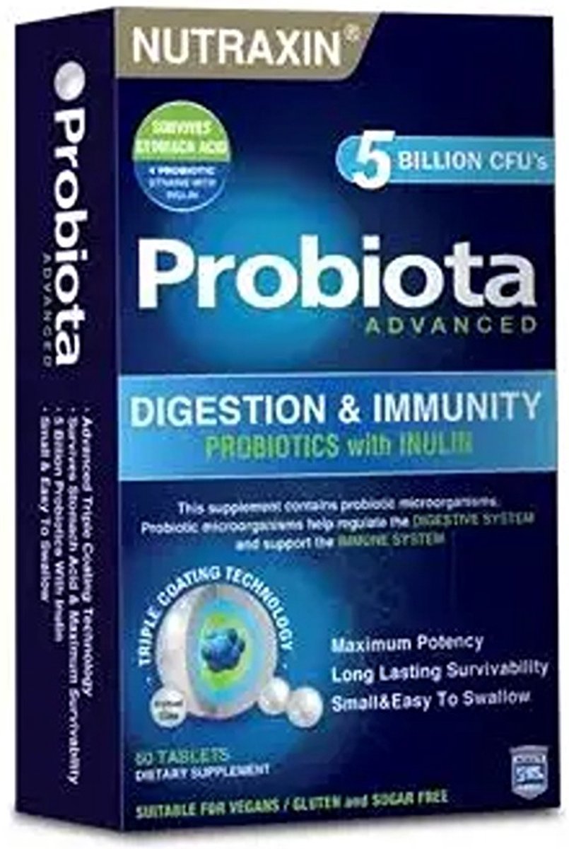 Goedkoopste Nutraxin Probiota Advanced 60 Tabletten - VERTERING & IMMUNITEIT PROBIOTICA met INULINE
