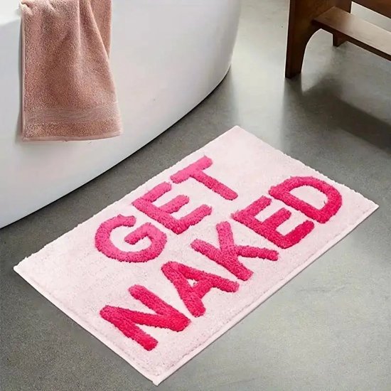 Get Naked - Badmat - Antislip - Douchemat - Toiletmat - Badkamer decoratie - Roze - 40x60cm