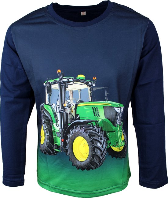 S&C Shirtje blauw groene tractor Blauw Kids & Kind Jongens - Maat: 110/116