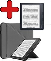 Hoesje Geschikt voor Kobo Libra 2 Hoesje Luxe Bescherm Case Met Screenprotector - Hoes Geschikt voor Kobo Libra 2 Hoes Book Cover - Grijs