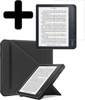 Hoesje Geschikt voor Kobo Libra 2 Hoes Bescherm Hoesje Case Luxe Sleep Cover Met Screenprotector - Zwart