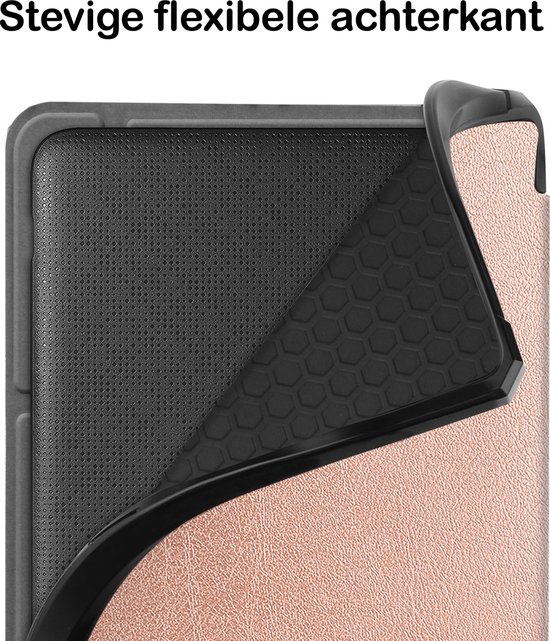 Hoesje Geschikt voor Kobo Libra 2 Hoesje Luxe Bescherm Case Trifold Met Screenprotector - Hoes Geschikt voor Kobo Libra 2 Hoes Book Cover - Rosé Goud van Hoesje  — afbeelding 4
