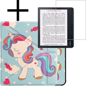 Hoes Geschikt voor Kobo Sage Hoesje Bookcase Cover Book Case Hoes Sleepcover Trifold Met Screenprotector - Eenhoorn