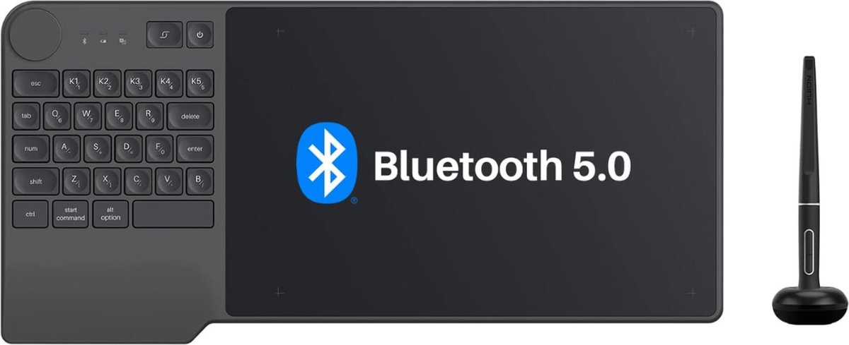 Huion® Inspiroy KD200 Tekentablet - Bluetooth - Met Toetsenbord - 8192 niveaus - Drawing tablet - Tilt control - Grafische tablet