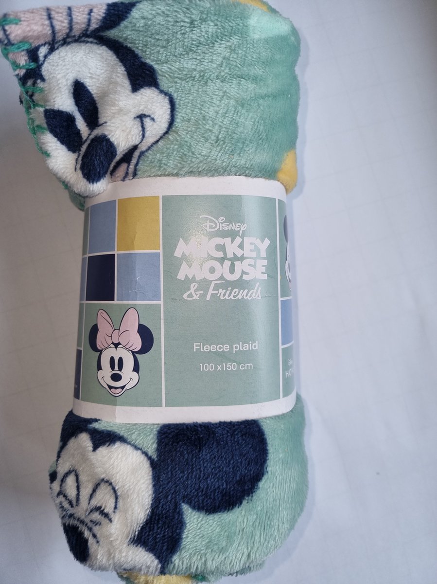 Deken Disney Mickey - Fleece - Plaid - 100x150 cm - groen paars kindercadeau, kerstcadeau