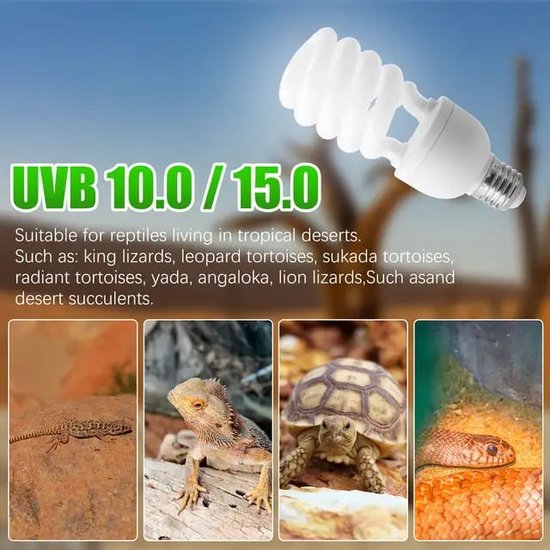 UniEgg® UVB - terrarium lamp - 26 watt - UVB 5.0 - reptielenlamp - spiraallamp - ontwikkeling van vitamine D3 en een gezond beendergestel (calcium) - UNIEGG Systems™