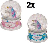 Glitterbal Unicorn - 2 stuks - Glitterbol - Sneeuwbol - Sneeuwbollen - Eenhoorn - Glitter Globe