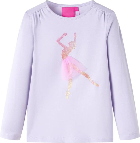 vidaXL-Kindershirt-met-lange-mouwen-ballerinaprint-104-lichtlila