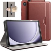 Geschikt voor Samsung Galaxy Tab A9 Leer Folio Zakelijk Tablethoesje - Bruin