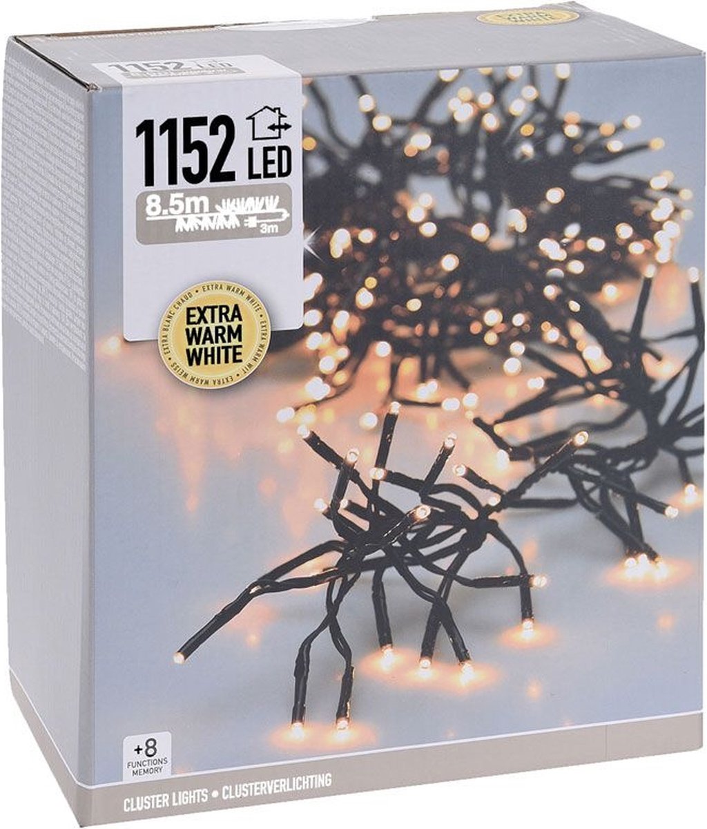 Clusterverlichting 1152 LED - 8.5m - extra warm wit - dimbaar - voor ...