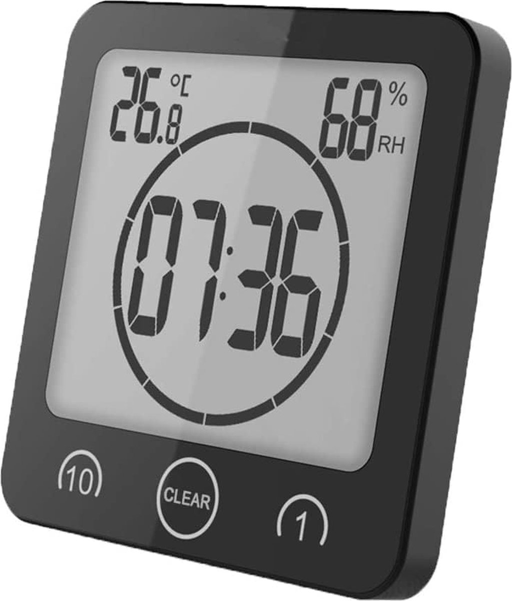 Douche Timer met Waterdicht Ontwerp, Hygrometer, en Thermometer - Energiebesparing en Comfortabele Douche - Badkamer Gadget voor Milieubewust Leven