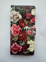 Geschikt voor Samsung Galaxy A52 boekhoesje met bloemenprint rood - portemonnee hoesje met kaarthouder en magneetsluiting