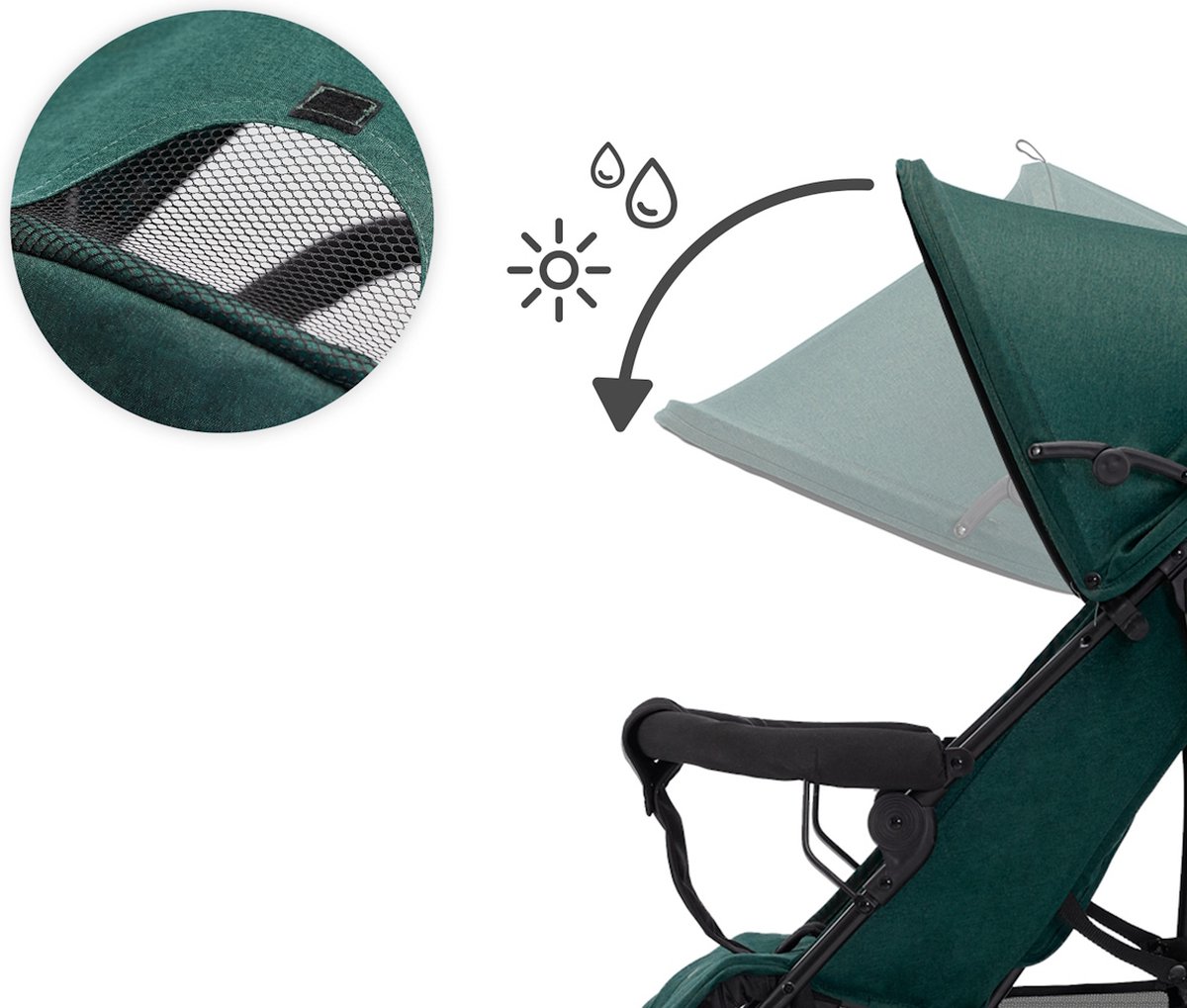 Kinderkraft TIK - Buggy - Compact Inklapbaar - Lichtgewicht - Vering en Lekvrije Wielen - Groen – foto 6