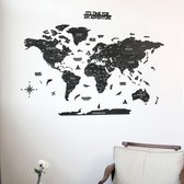IWA Concept - Wereldkaart 3D en bois - Décoration murale - Wereldkaart - Plaque murale en bois - Accessoires de vêtements pour bébé de bureau - Cadeau de pendaison de crémaillère - Décoration murale - Grand - 150x80 CM