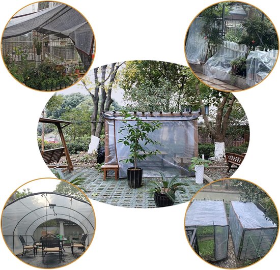 LYYK Transparant zeil met ingestanste ringen, 2 x 2 m, waterdicht afdekzeil met touw, 420 g/m², transparante pvc-tarps voor planten, kas, balkon, camping, luifel, carport