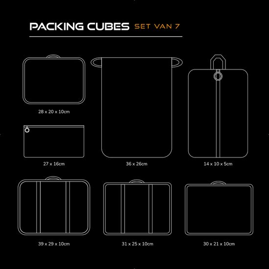 Packing cubes set Koffer of tas organizer Inpak zakken - lichtblauw deluxe - QY