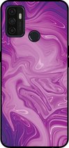 Smartphonica Telefoonhoesje voor OPPO A53 met marmer opdruk - TPU backcover case marble design - Paars / Back Cover geschikt voor Oppo A53