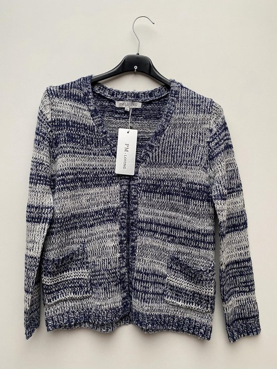 Cardigan tricoté pour enfant - fermeture crochet - bleu - 14 ans