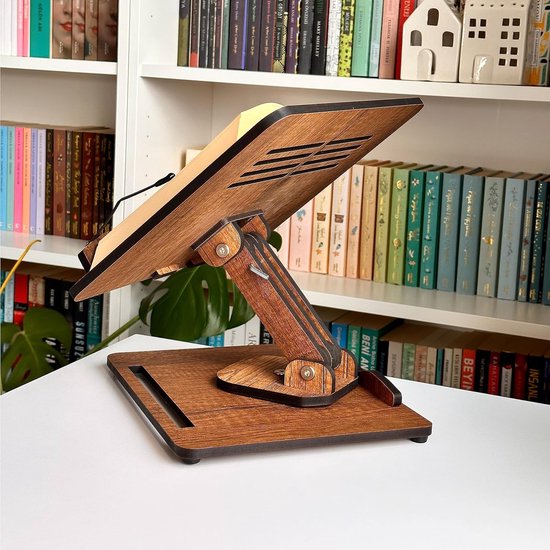 Houten boekenstandaard om te lezen, 360 ° verstelbare boekhouder