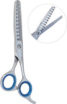 Belux Surgical Instruments / Ciseaux à effiler professionnels - Ciseaux à effiler - Droitier - Ciseaux de coiffure à effiler - Acier inoxydable - Ciseaux de coupe - Pour couper les cheveux - 16 cm - Ciseaux de coiffure - Argent / Blauw foncé