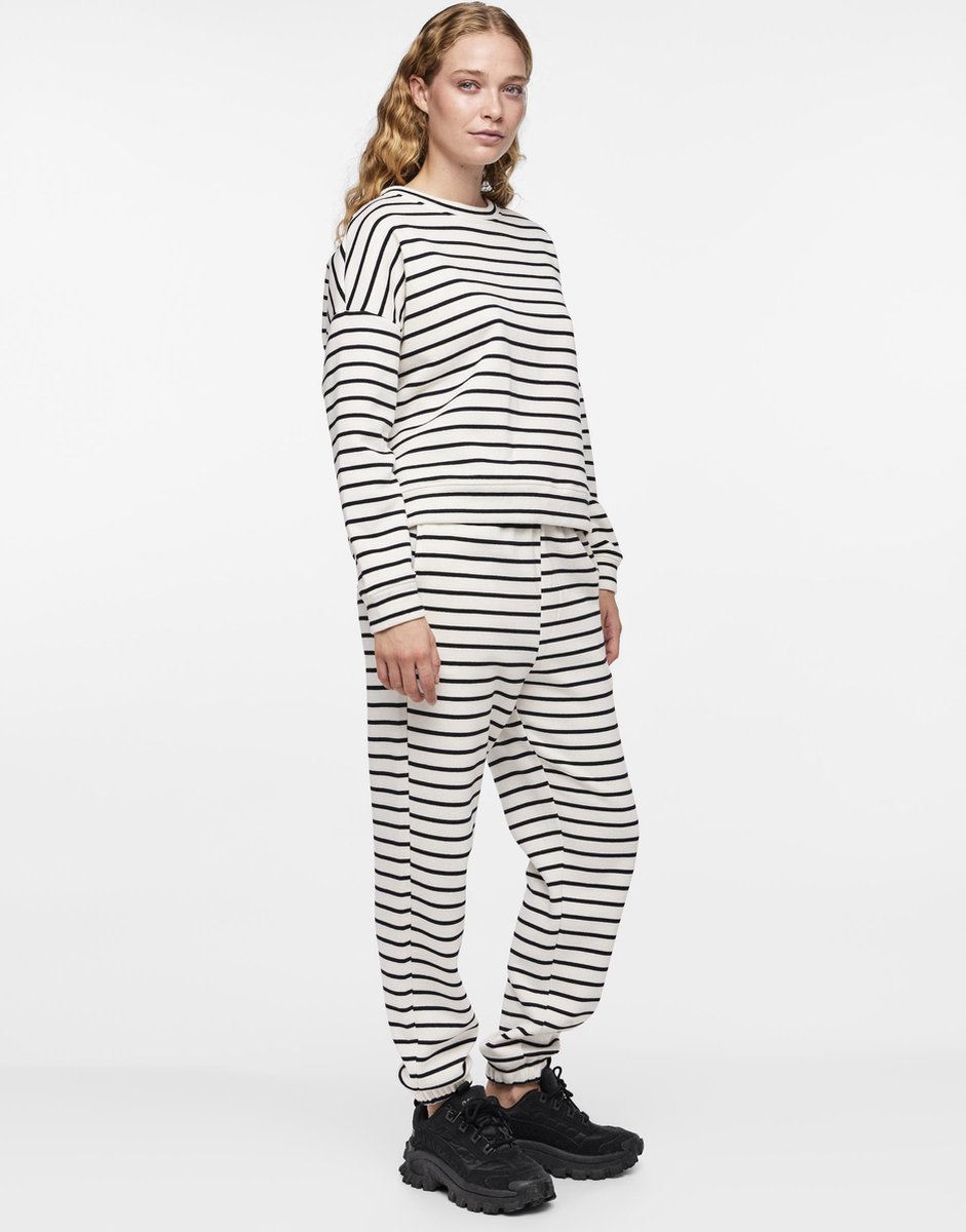 Pieces Dames Huispak Loungewear Gestreept Wit/Zwart - Maat XS