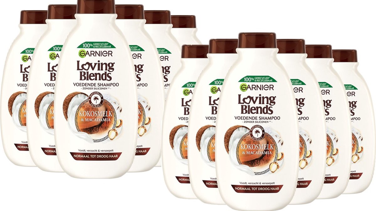 Garnier Shampoo - Loving Blends Kokosmelk & Macadamia - 12 x 300 ml