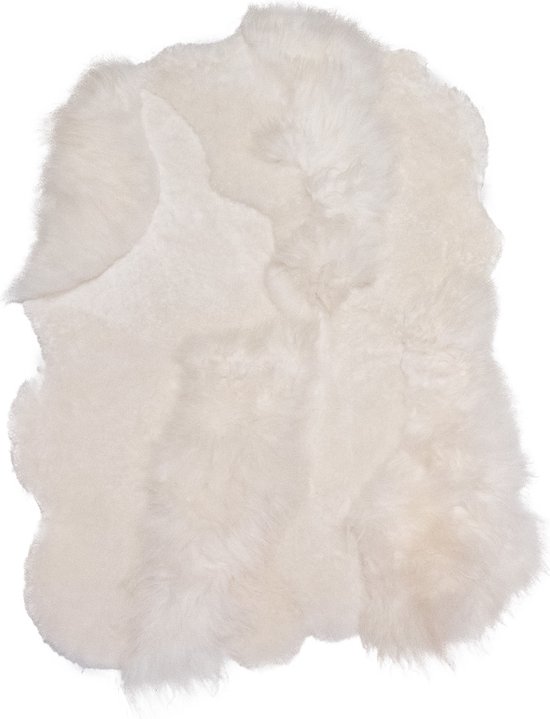 Tapis design en peau de mouton patchwork nature blanc 120 x 180 cm