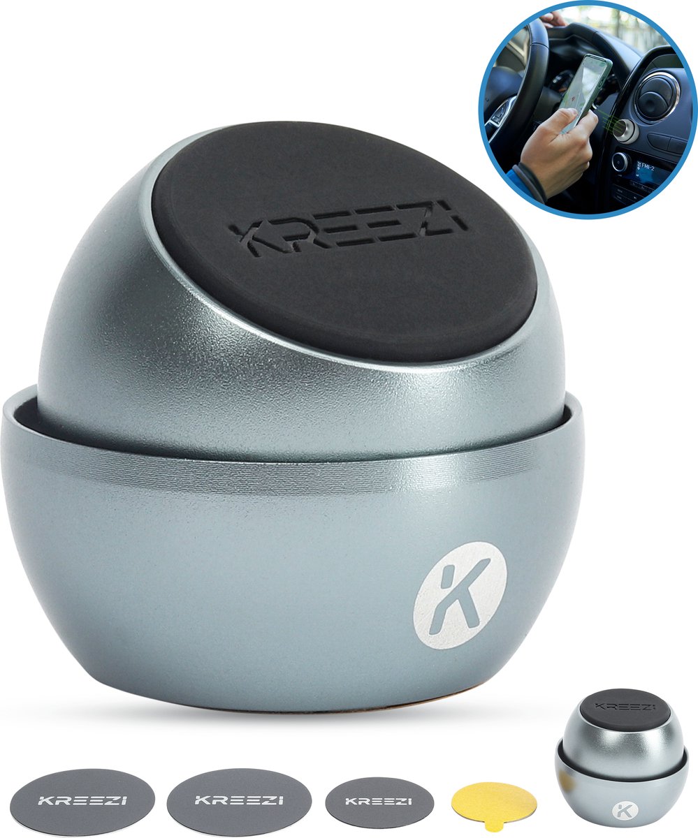 KREEZI X1 Magneet Telefoonhouder Auto - Space Grey - Autohouder - Magnetisch - GSM houder