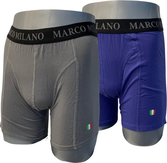 Marco Milano Boxer Bamboe Large - Lot de 2 - Grijs/ Blauw - Boxer en Bamboo Sous-vêtements pour hommes