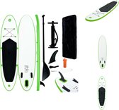 vidaXL SUP Board - Opblaasbaar Stand Up Paddleboard - 390 x 81 x 10 cm - Groen en Wit - Draagvermogen 130 kg - Inclusief Peddel - Pomp en Draagtas - SUP board