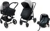 Bolente Gaya 3-in-1 Multi-functionele Kinderwagen | Inclusief autostoel en reiswieg | Wandelwagen voor onderweg | Makkelijk opvouwbaar | Waterdichte regenhoes | Grijs