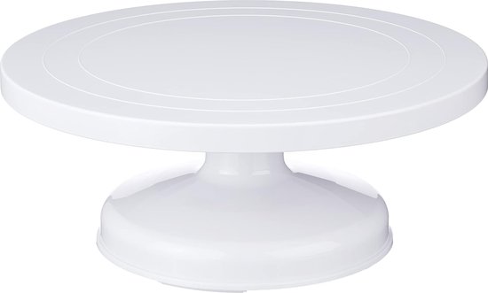 présentoir à gâteaux, rotatif/haut, 31 cm, plastique, blanc, 31 x 31 x 12,5 cm