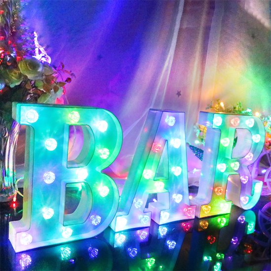 Lichtgevende Letters BAR - 22 cm - RGB Met Afstandsbediening