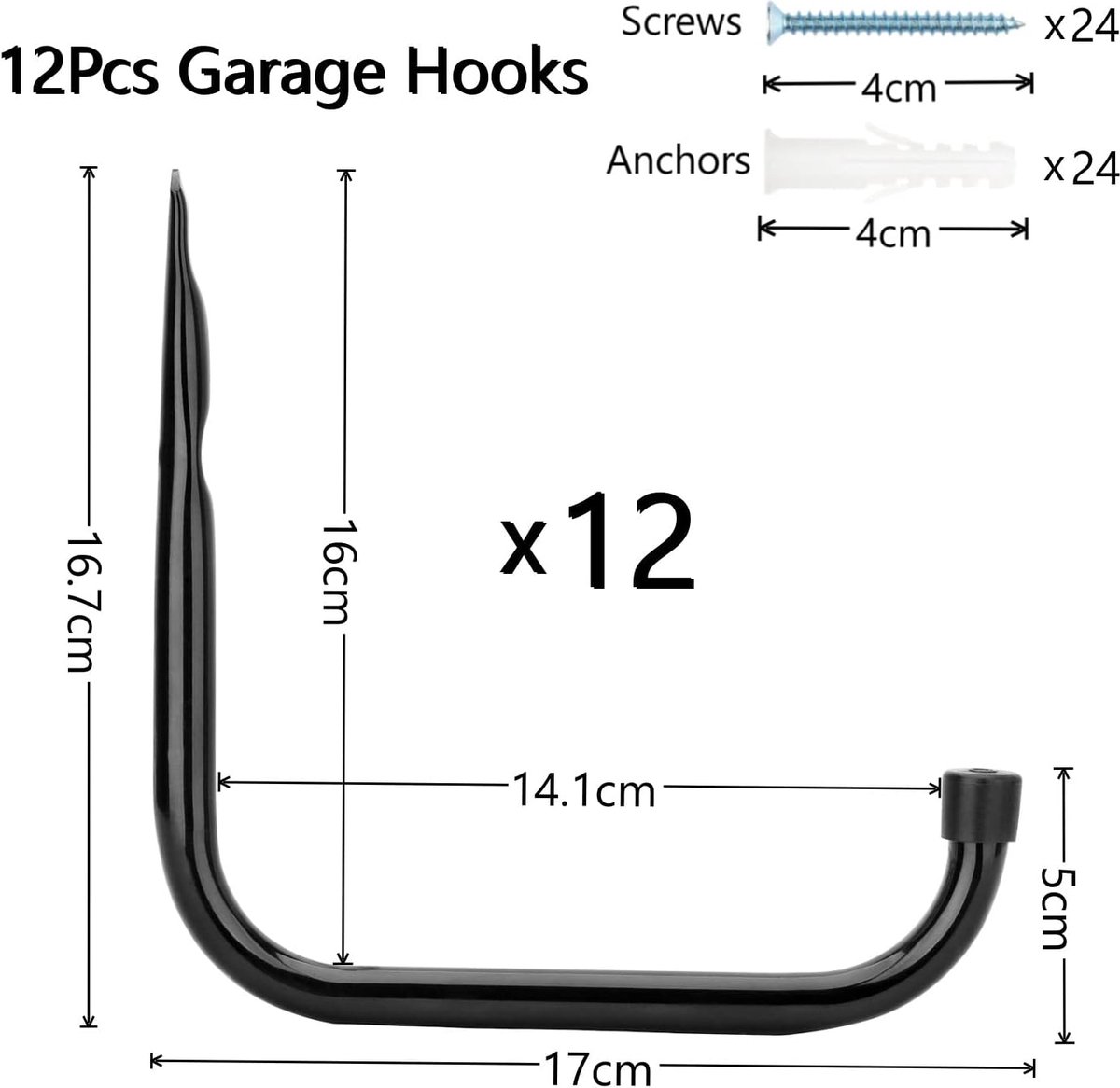 Lot De 6 Crochets De Rangement Pour Échelle De Garage De 17 Cm