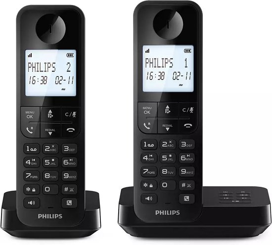 Téléphone sans fil Philips D2752B/12 - DECT - 2 combinés - Téléphone  résidentiel -... | bol